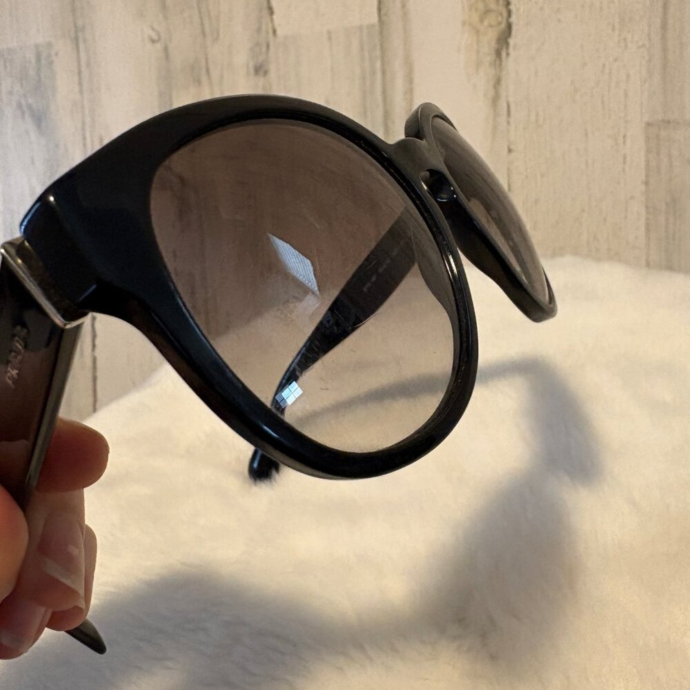 PRADA Round Sunglasses Black Frames Smoke Lens Designer Glasses - Picture 10 of 14